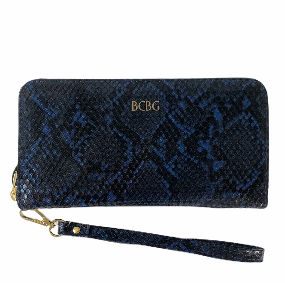 BCBG Wallet Blue Snake Print